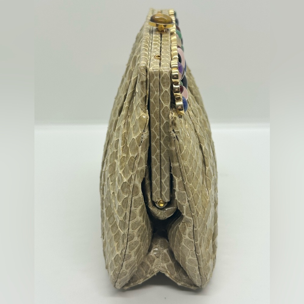Judith Leiber Vintage Snakeskin Multi Color Gemstone Bag RARE NEW CONDITION - Picture 10 of 15